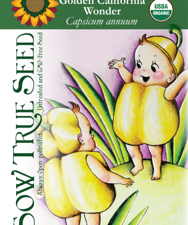 Sweet Pepper Seeds - Golden California Wonder, ORGANIC - Sow True Seed