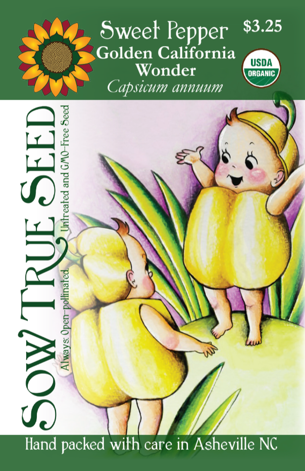 Sweet Pepper Seeds - Golden California Wonder, ORGANIC - Sow True Seed